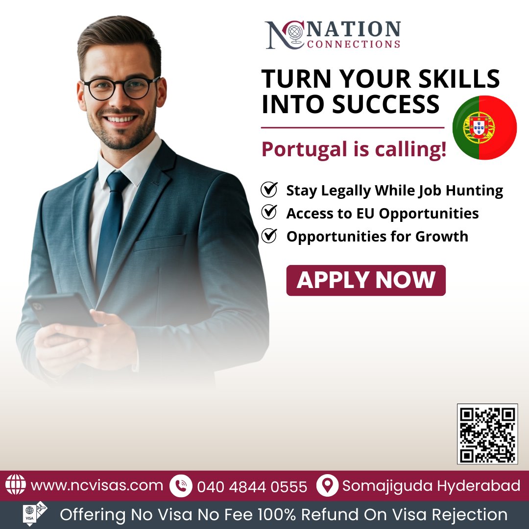 ncvisa's tweet image. 🌍✨ Ready to take your career global?
Portugal 🇵🇹 is opening doors for skilled professionals like YOU!
👉 Apply now and turn your dreams into reality!
📞 Contact Us: 040 4844 0555
🌐 Visit Our Website: ncvisas.com
#PortugalVisa #WorkAbroad #EUOpportunities