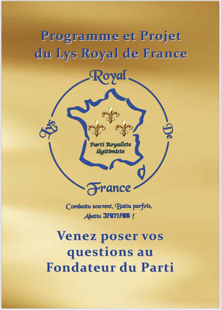 Rendez vous dans 10 min sur mon compte tiktok pour parler de l’avenir de notre pays sous la Royauté ⚜️
tiktok.com/@nousroyaliste…

Le fondateur du Lys Royal de France <a href="/damienpennes/">⚜️Damien Lys Royal de France⚜️</a> répondra à toutes nos questions ⚜️
