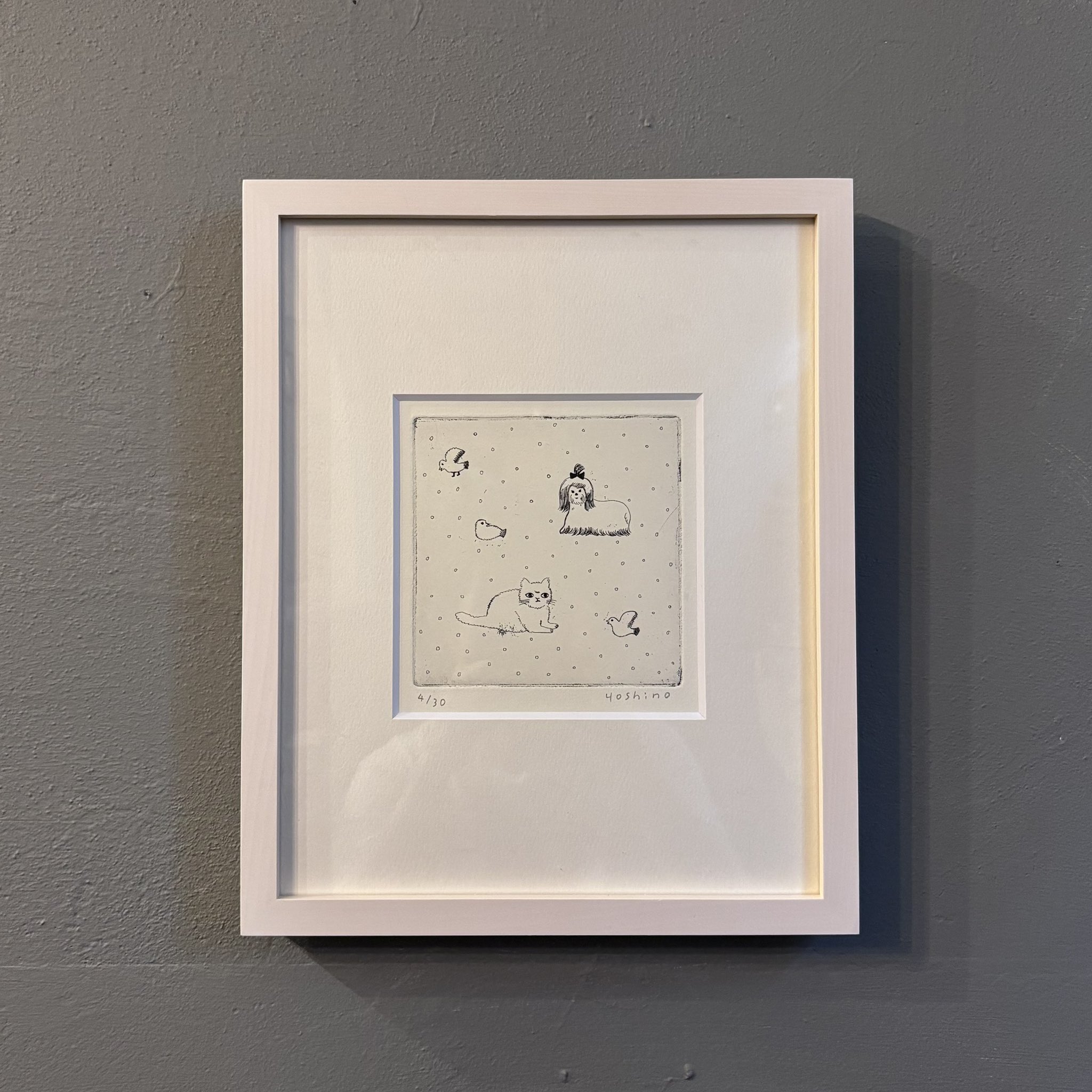 早い物勝ち❗手作り額付き銅版画応用絵画　title「きらめきニャンコ」 早い物勝ち❗手作り額付き銅版画応用絵画 title「きらめき
