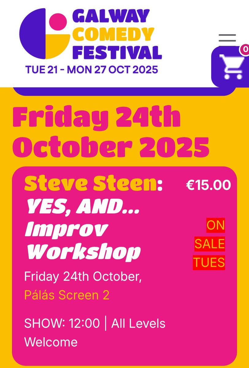 daveypython's tweet image. As is tradition, my 1st purchase will be the improv workshop with @sirsteen at the @galwaycomedy 2025... some mighty gigs again this year... buzzing!