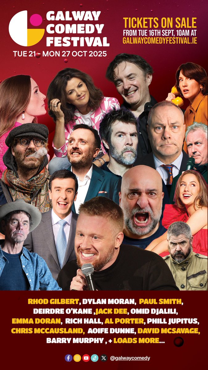 galwaycomedy's tweet image. Hello comedy fans!

We are delighted to finally be able to share with you our full #GCF25 programme for this October Bank Holiday. 

With 70+ artists, 69 shows, 16 venues, 7 days and nights…