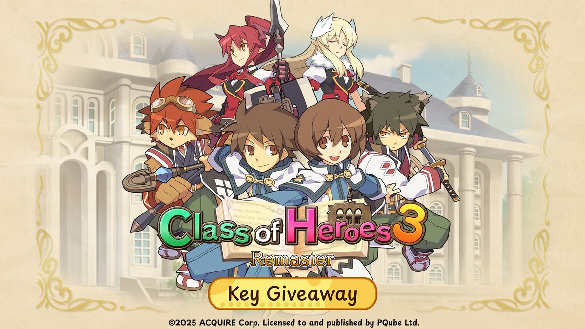 🚨 TIME FOR A GIVEAWAY! 🎉  

To celebrate the upcoming launch of Class of Heroes 3 Remaster, we’re giving away 3 game keys! 🙌

To enter: 
✅ Like this post
🔁 RT 
👤 Follow us 
📝 Wishlist the game &amp; drop a screenshot in the comments 

Ends on Launch Day 18/09/2025

Good luck🍀
