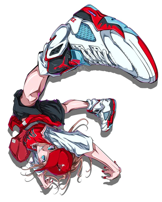 【コメント欄にてアイテムを募集!!】 色塗り完了! あとは細かいアイテムを追加で描いて完成といきたいところですが その前に…、 "スニーカーに合わせたいアイテム"を募集したいと思います 今回はこのエアジョーダン5Fire Redに合うと思う描いて欲しいアイテムをコメント欄に書いていって下さい