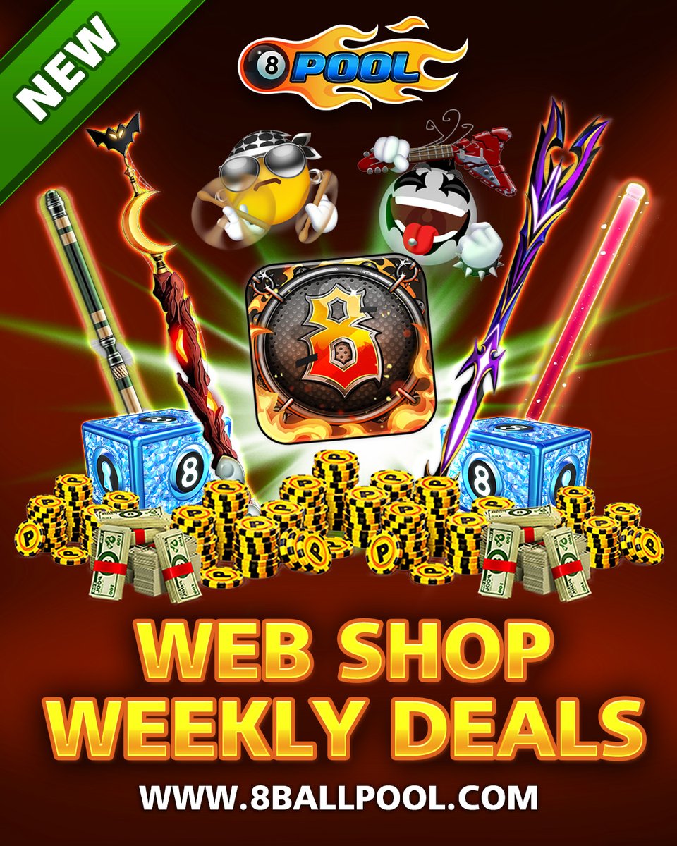 8ballpool's tweet image. NEW #WeeklyDeals 🎱 ✨

🎁 Add past #PoolPass Avatars, Emotes, Stickers, rare Cues &amp;amp; more to your collection today

Go now » mcgam.es/NILfxB

🗓️ Offers end Wed Sept 17, 23:59 UTC

#8BallPool