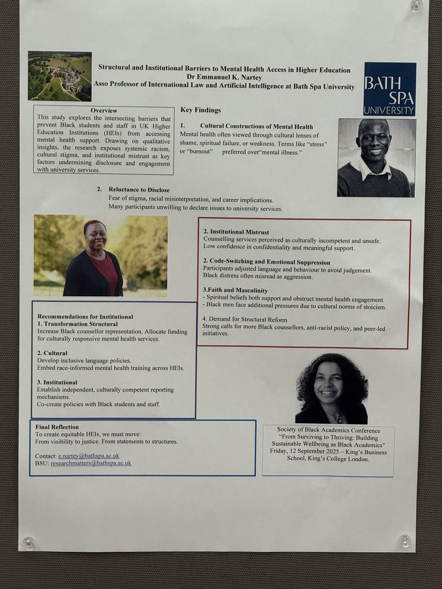 What a wonderful start to the academic year! I feel truly honoured to have both my article and poster showcased at the Society of Black Academics (SBA)  Conference today King's College London. Grateful for the privilege to share and learn in such an inspiring space.
