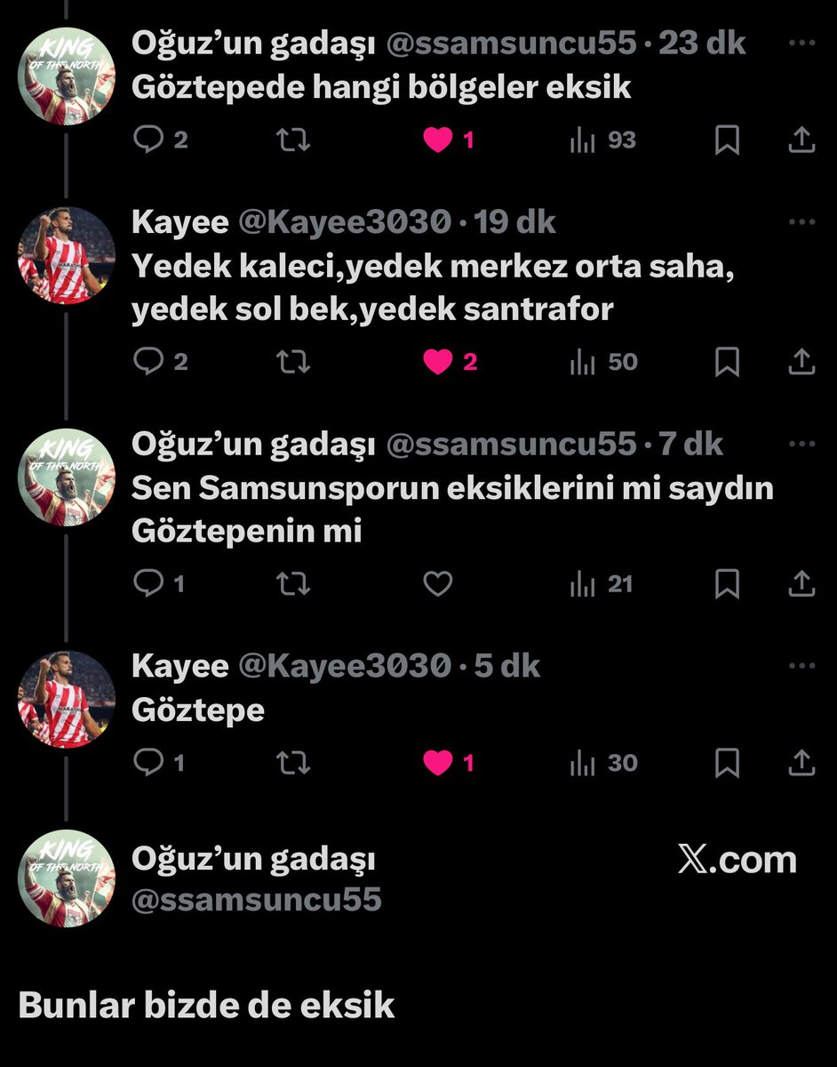 Anlık Samsunspor ve Göztepe hattı 😅