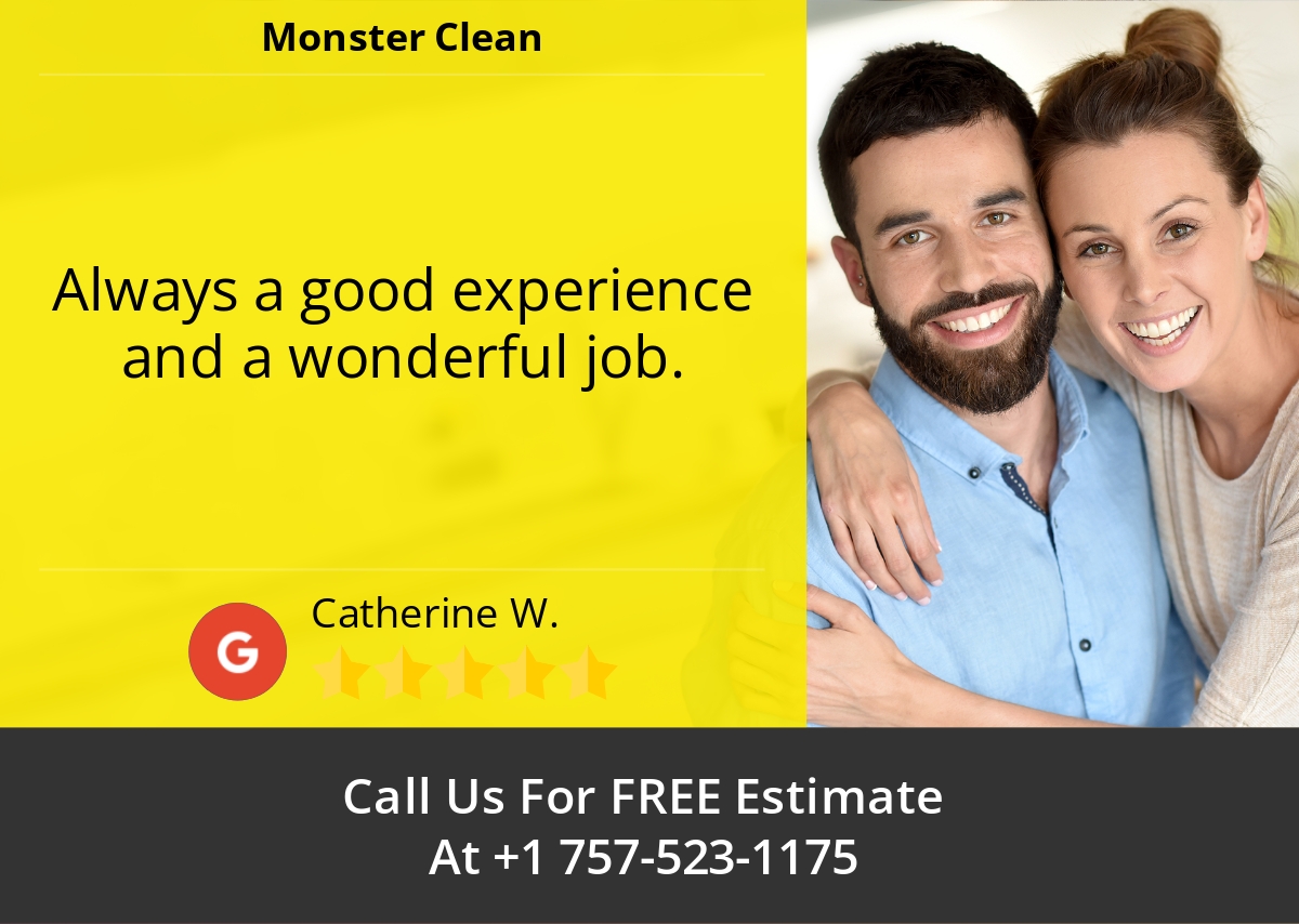 MonsterCleanVA's tweet image. 5 Star: Catherine W. "Always a good experience and a wonderful job."