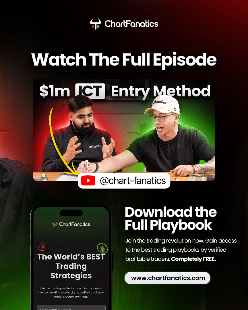 chartfanatics's tweet image. The ICT Fast Track Strategy Used by Verified 8 Figure Forex &amp;amp; Crypto Trader! 🤯

Trader Mayne breaks down the exact framework he’s used for 12+ years.

Full episode drops this Sunday