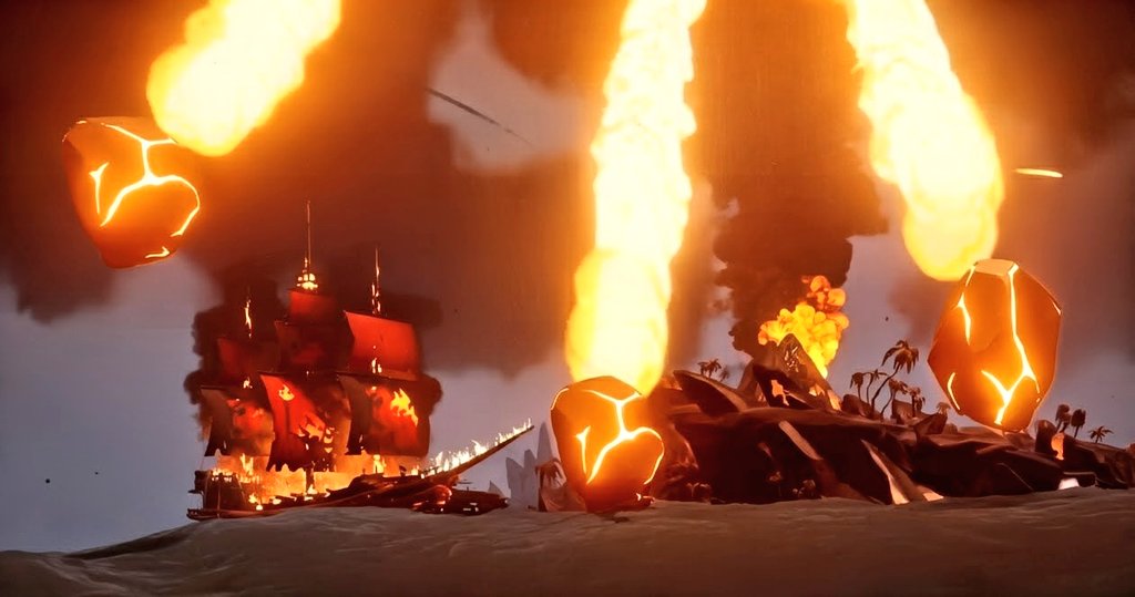 oedipais's tweet photo. Day 19 of #DailyShipPost. "It'll be fine. We can just tank the volcano."
#SeaOfThieves @SeaOfThieves https://t.co/0sd7QSwksc
