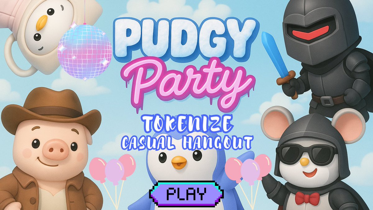 📣The first ever Tokenize Casual Hangout is coming tomorrow!

Who’s the KING of <a href="/PlayPudgyParty/">Pudgy Party</a> ?👑 

Join us and find out Saturday at 3:00PM UTC 📅

We’ll be surviving the wildest penguin party ever!🐧

Get your mobile phone and slide into the fun with us! 🧊