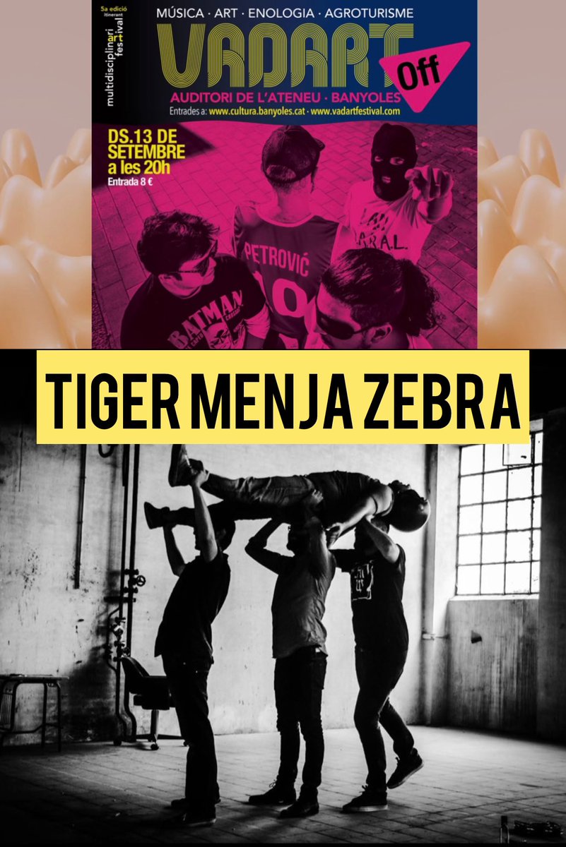 El VADART a l’Auditori de Banyoles, DS 13 (20h) amb els <a href="/TigerMenjaZebra/">Tiger Menja Zebra</a> presenten “Admirables” un disc lloat per critica i fans. Rock experimental, instruments orgànics i enverinats per l’electrònica ✊🎚️ <a href="/culturabanyoles/">Cultura Banyoles</a> <a href="/AmebaCultura/">Ameba Cultura Girona</a> @ Entrades al web vadartfestival.com