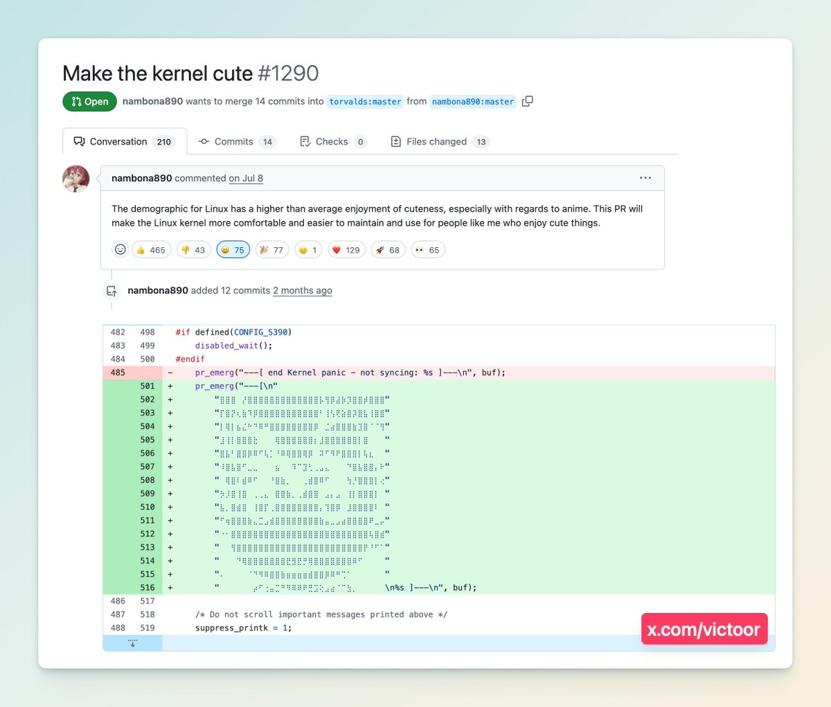 Esperando el comentario del Señor Torvalds 😂