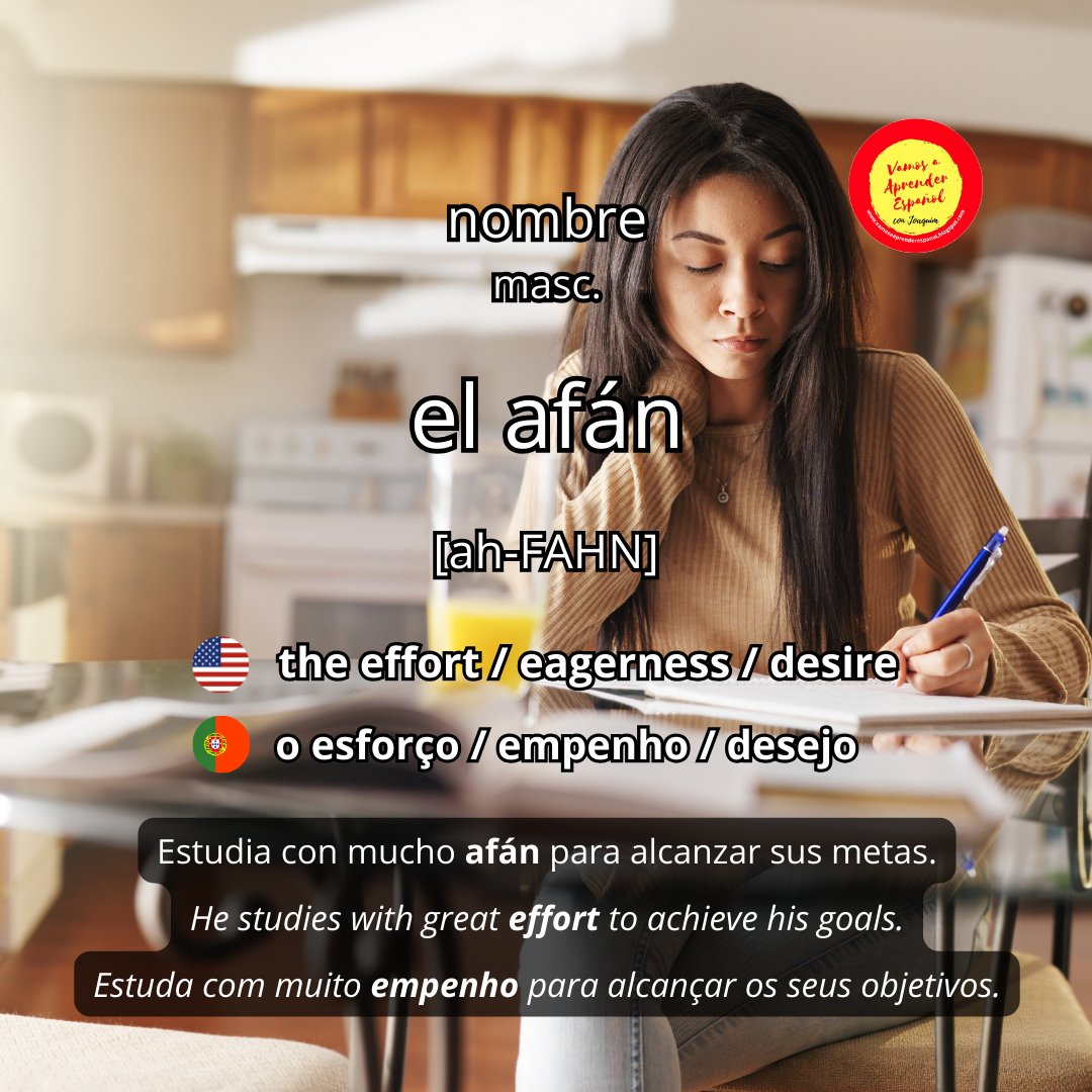 VAEspanol's tweet photo. Y vosotros/as, ¿qué hacéis siempre con mucho afán? ¡Os leo!
https://t.co/UI6NpEJjQo
#spanishvocabulary #spanishbasics #easyspanish #learnspanish #easyspanish #spanishteacher https://t.co/1lRFJkzscv