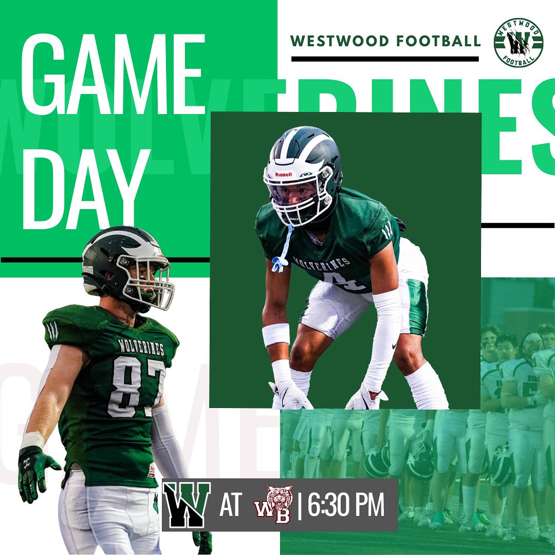 westwood plays football today. 

📍West Bridgewater High School
⏰ 6:30 PM
🗓️September 12

Check here for updates!