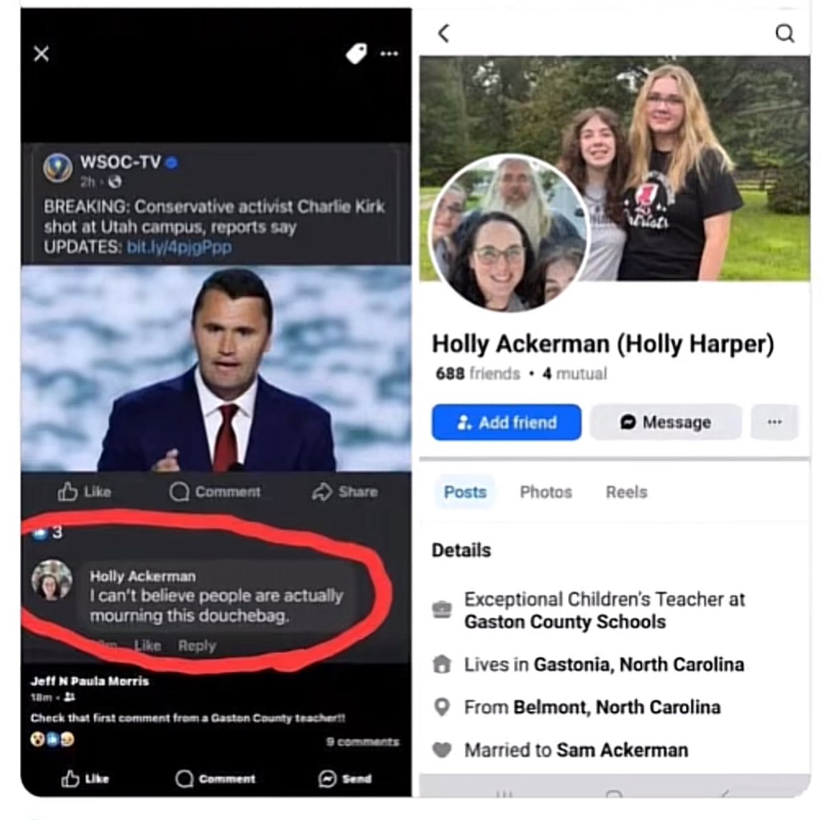 RealSmokey3's tweet photo. @GastonSchools This school allows teachers like holly ACKERMAN to not only be around young minds but to teach those young minds 🤬 https://t.co/IwRzx8UrFT