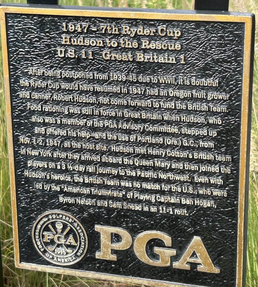 Countdown to the <a href="/rydercup/">Ryder Cup</a> from The Ryder Course <a href="/PGAVillage/">PGA Golf Club at PGA Village</a> where the hole sign on #5 shares the story of the 1957 Ryder Cup which is the ONLY time that the US lost from 1935-1985.