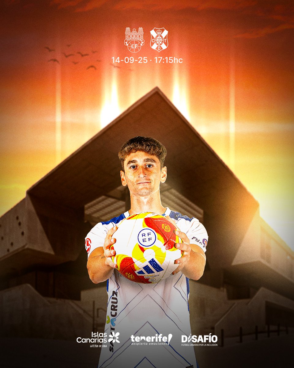 ⚽️ #PontevedraCFTenerife #J3
🗓 14/9
⌚️ 17:15 🇮🇨
🏟 #Pasarón
📲 #CDTOficial | <a href="/CDTOfficialEN/">CD Tenerife 🏴󠁧󠁢󠁳󠁣󠁴󠁿</a>

<a href="/Primera_RFEF/">Primera Federación Versus e-Learning</a> #LaBregaNosUne #DISAFÍO