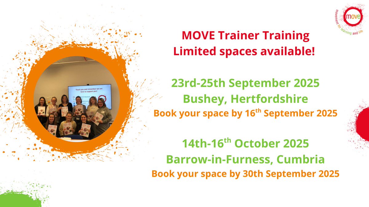 📢Final Trainer Training spaces available
We're looking forward to hosting our next Trainer Training courses! If you're ready to take the next step and gain the skills to deliver MOVE Training in your own setting this course is for you!
Book your space 👉tinyurl.com/yv8abyx6