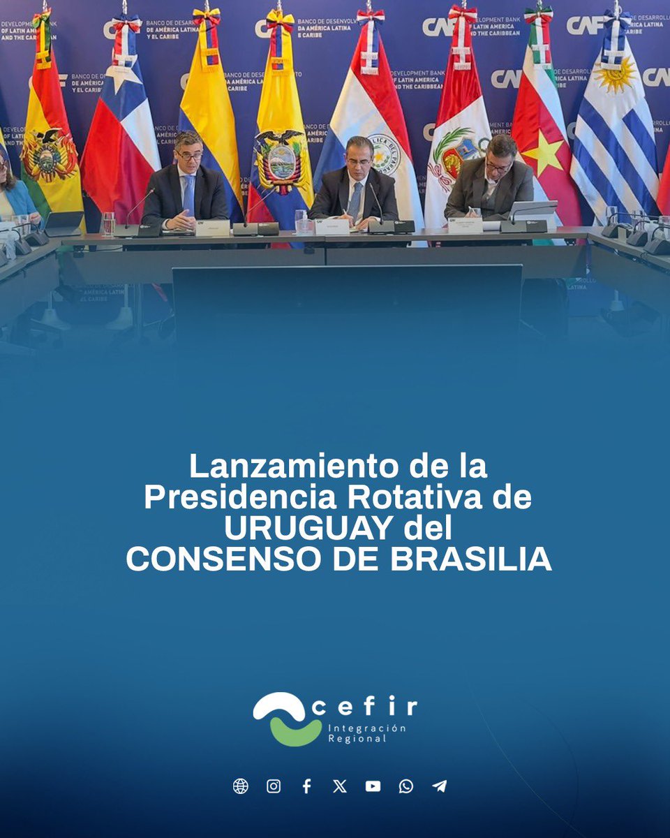 Organizado por <a href="/CancilleriaUy/">Cancillería Uruguay 🇺🇾</a> y las instituciones que integran el Foro “Integración y Solidaridad Regional”, se realizó el lanzamiento de la presidencia rotativa de Uruguay del Consenso de Brasilia.

cefir.org.uy/lanzamiento-de…