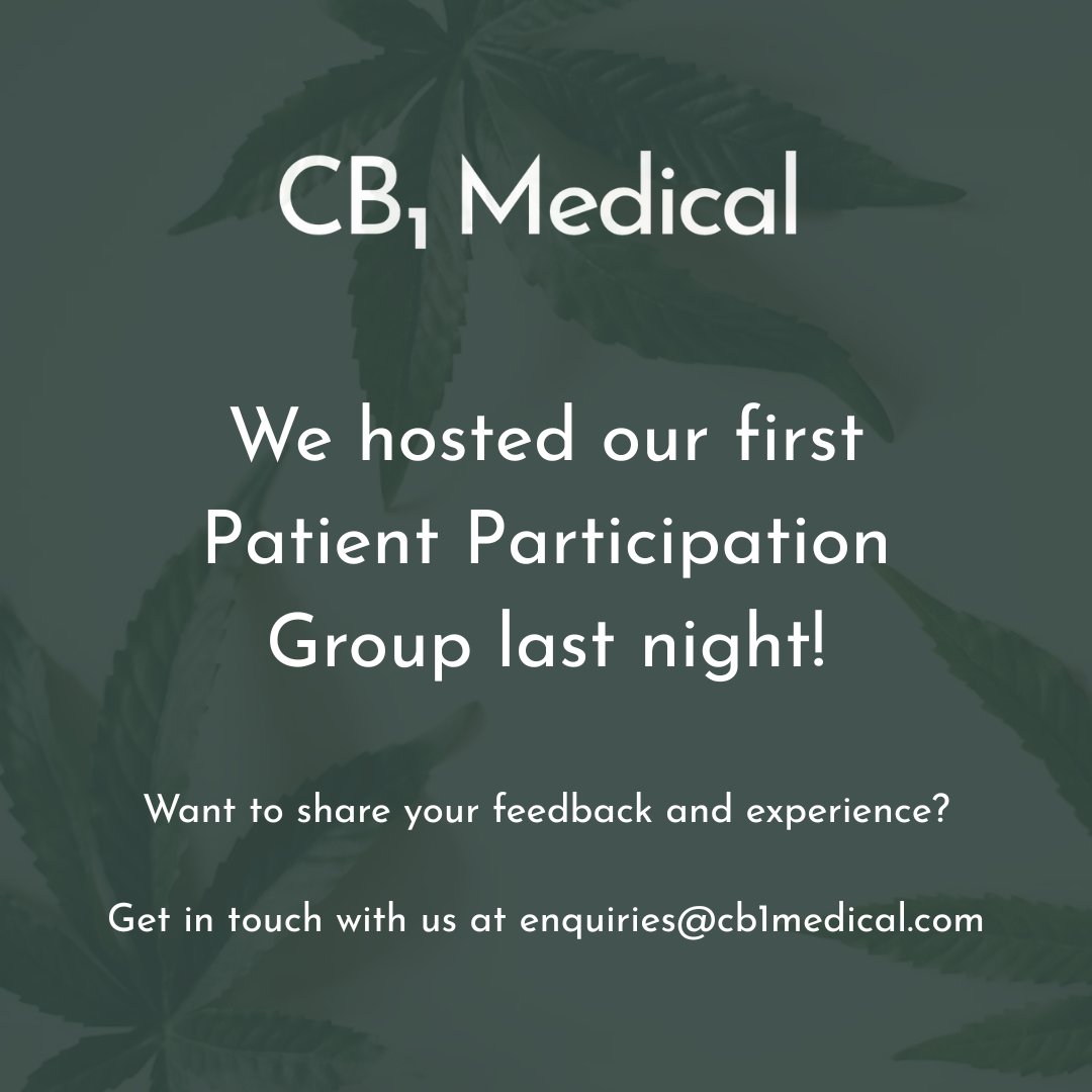 Last night we hosted our first Patient Participation Group – and it was amazing! ✨

We had an open chat about the patient experience, helping us co-create and shape the future of CB1 Medical. 

Minutes &amp; feedback will be shared soon!

#CB1Medical #PatientVoice #MedicalCannabisUK