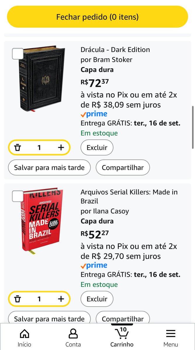 dxadly's tweet photo. CARA, era para eu ter adicionado no carrinho somente o Lady Killers, acabo que fui ver do mais 9 livros e não teve jeito, vou ter que parcelar essa comprinha de R$666😋 https://t.co/Nal1jEQ87I