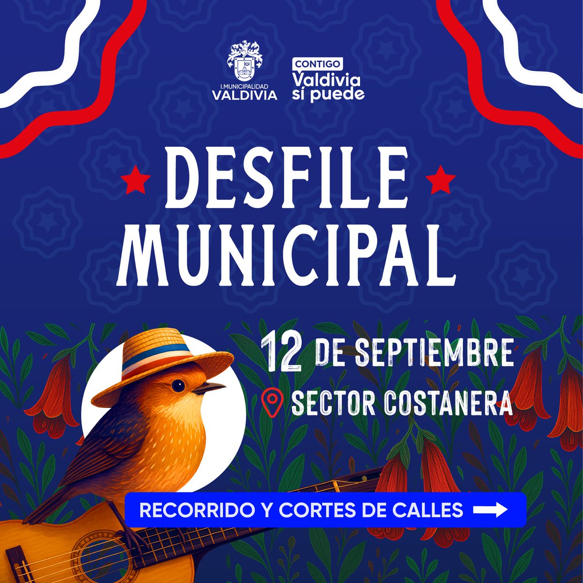 📢  CORTES DE CALLES 🚧

🙌 Vecinas y vecinos de #Valdiviacl es reiteramos que hoy se realizará un nuevo Desfile Municipal en el cual participarán Colegios, Jardines Infantiles, Organizaciones Comunitarias, Clubes de Huasos y mucho más 🤩. 

HILO 🧵 👇