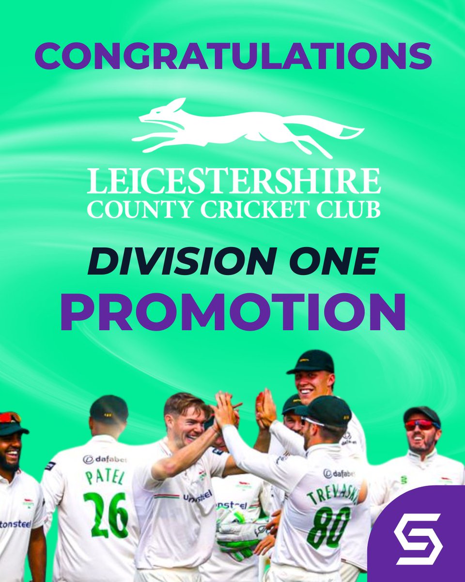 stadiautilities's tweet photo. Congratulations to @leicsccc on their promotion to Division One!
A great season from the team, and we look forward to seeing them in Division One 🏏 🦊
#lccc #clubpartner #cricket #promotion #stadiautilities #officialutilitypartner https://t.co/1zgBnM0kMt
