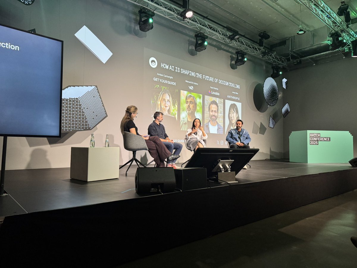 .<a href="/nadonomy/">Nad Chishtie</a> (Lovable) <a href="/jenny_wen/">jenny wen</a> (Anthropic) and <a href="/mamuso/">Manuel Muñoz Solera</a> (Vercel) talk about the future of AI at <a href="/hatchconference/">Hatch Conference</a>