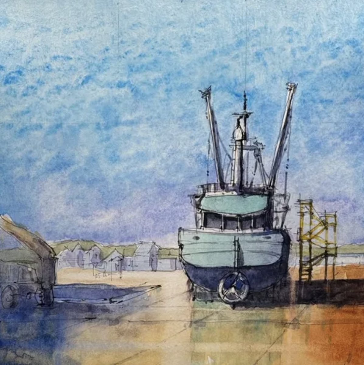 A gorgeous view of Howth, Ireland 🇮🇪 by <a href="/billwarch/">Bill Whittaker, AIA</a>. Strong lines, soft washes, and a scene full of atmosphere. 📘 Beta – 270 gsm cold press paper.