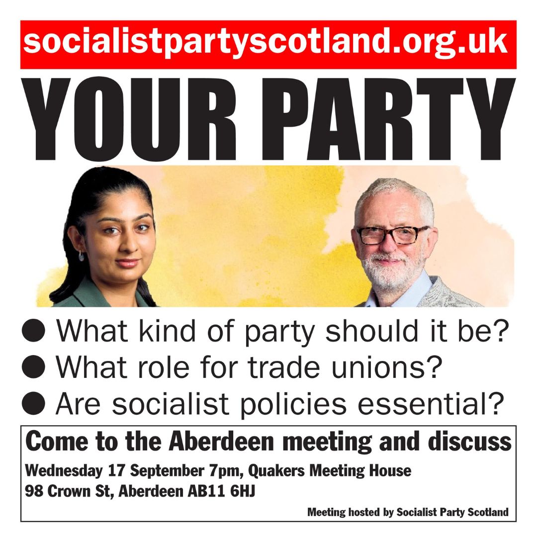 #Aberdeen Your Party:
Do you want to build a mass working-class party to challenge the parties of cuts and austerity? 
Come along on Weds and discuss what can be done to make this new party something to advance the case for socialist change.
