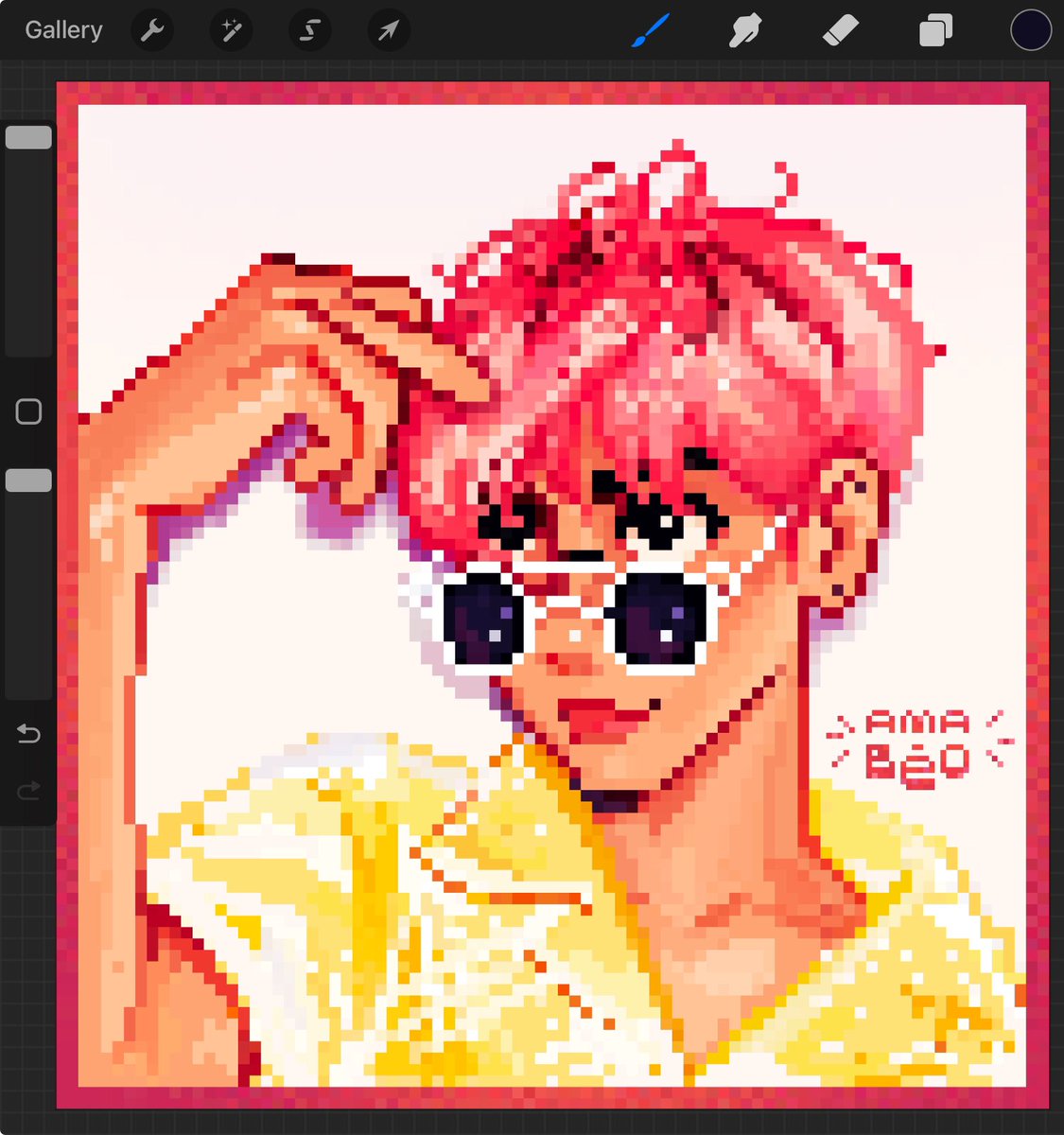 bubumdles's tweet image. small pink pixel jjong 💛👾🩷 #jonghyun