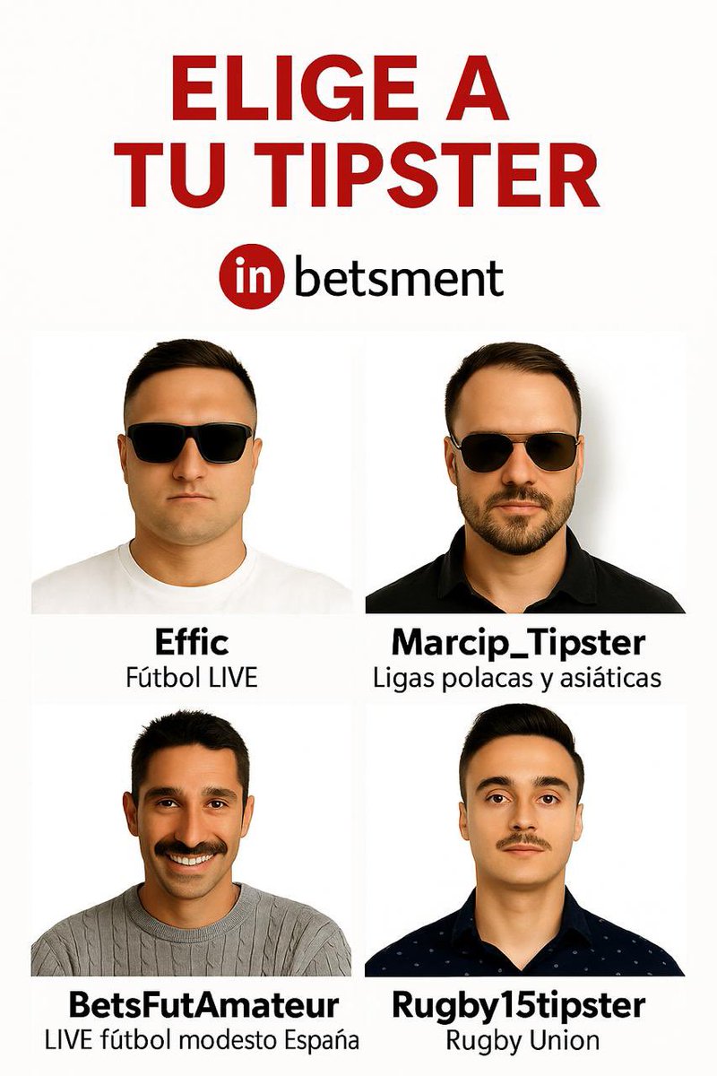 🎯 ¿Ya conoces a nuestros tipsters?

📊 4 expertos disponibles en la web:
• Effic – Fútbol LIVE
• Marcip – Ligas polacas y asiáticas
• BetsFutAmateur – LIVE fútbol modesto
• Rugby15tipster – Rugby Union

👉 Descúbrelos aquí: inbetsment.com/es/tipsters
💬 t.me/inbetsment_sup…