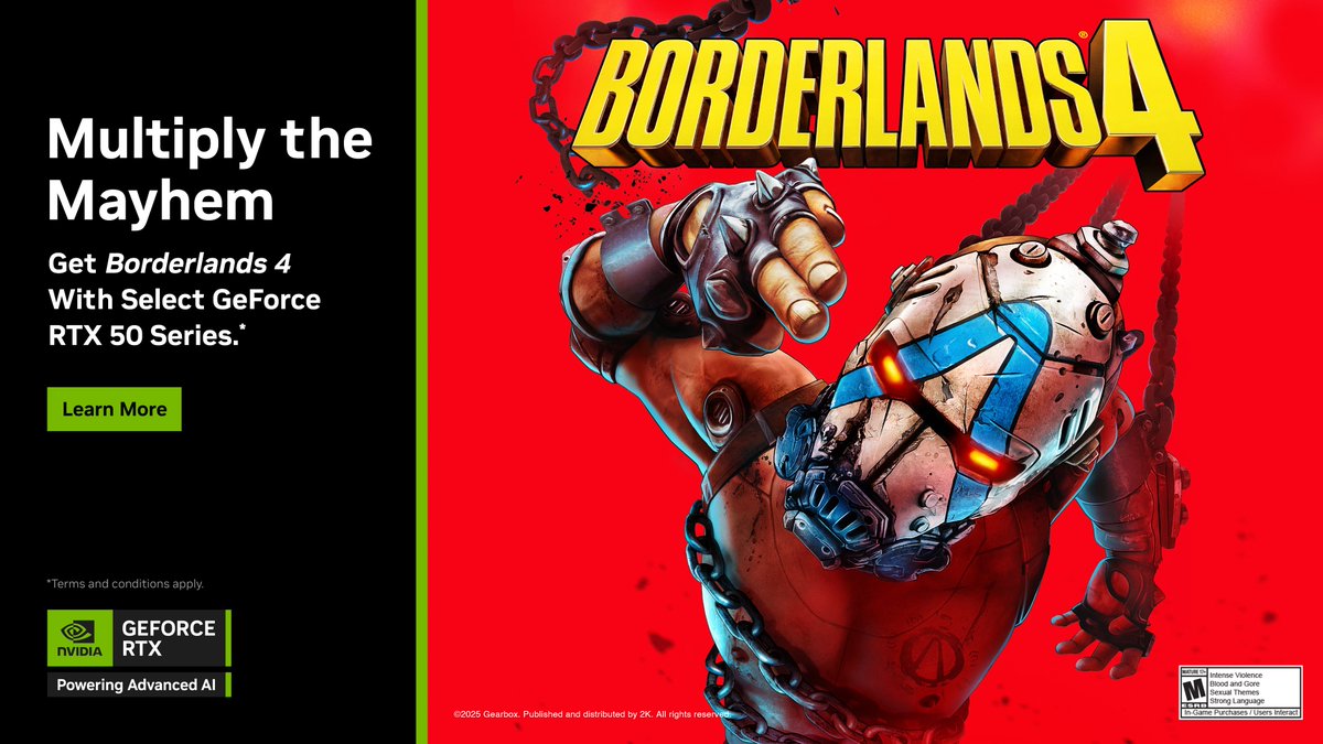 DaveSkorupski's tweet photo. Giveaway Alert!

BORDERLANDS 4 Giveaway!   

Fresh off today's launch vault hunters, gear up! Who's ready to dive into the chaos and WIN a FREE digital copy of Borderlands 4?  Perfect for looting, shooting, and epic boss fights!  

To Enter:
Follow Me @DaveSkorupski

RT this post

Tag 2 friends who'd make killer co-op partners!  Ends Sept 13th! Winner picked randomly & announced here. No purchase necessary. 

Good luck!

#Borderlands4 #Giveaway #Borderlands #Gaming #Win #Loot #VaultHunter #FPS #NVIDIAJetson 

Thanks Nvidia for giving a copy of this game away with purchase of your cards, this enabled me to do this for everyone.