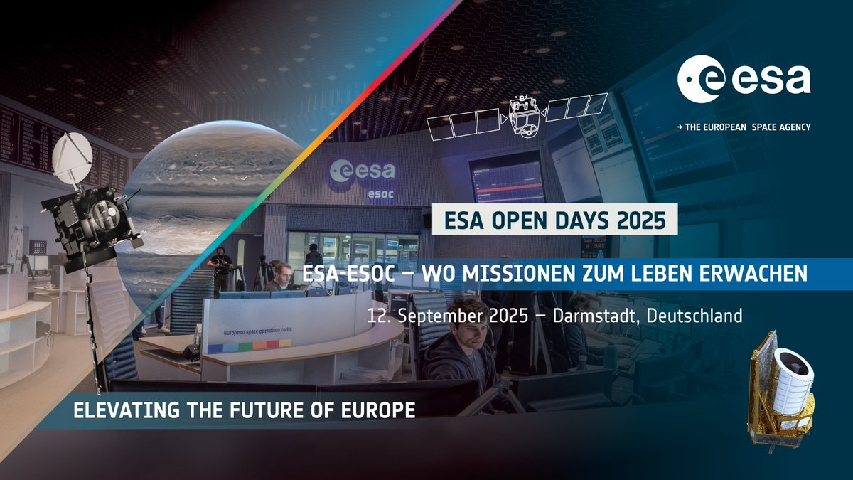 ESA_de's tweet photo. 🚀 Heute ist Open Day!🎉
🛰️ Wir freuen uns riesig, den ESA ESOC Open Day heute zu starten! Es wird ein Tag voller spannender Aktivitäten und unvergesslicher Momente. 🌟
Wir freuen uns darauf, alle registrierten Gäste beim Event zu begrüßen! 👋😊
#ESOCOpenDay #50YearsOfESA https://t.co/z3GCR0fGim
