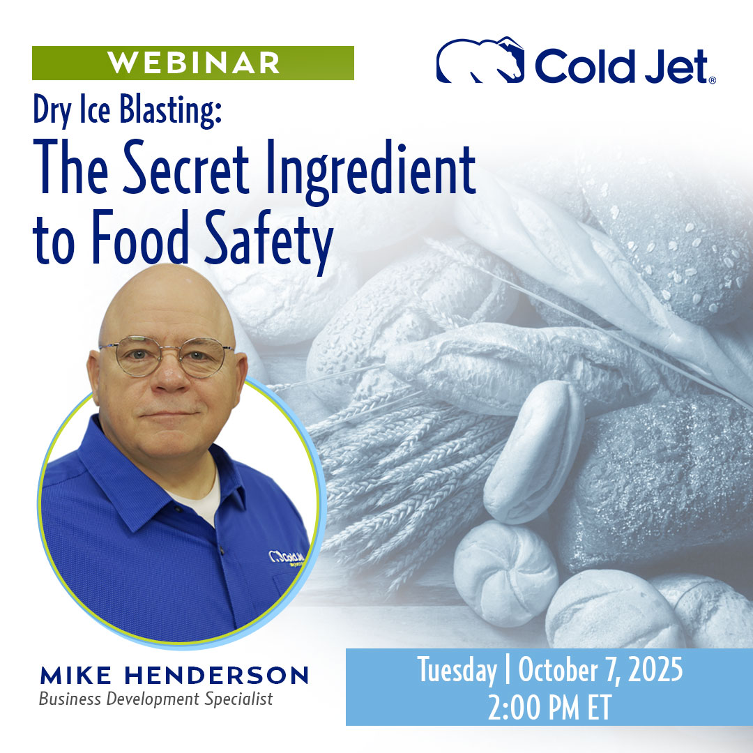 Join us for our NEW webinar, "Dry Ice Blasting: The Secret Ingredient to Food Safety," on October 7 at 2 pm EST.

Register now to secure your spot: hubs.li/Q03HGlz20

#DryIceBlasting #FoodSafety #CleaningAndSanitation #FoodAndBeverage #Webinar