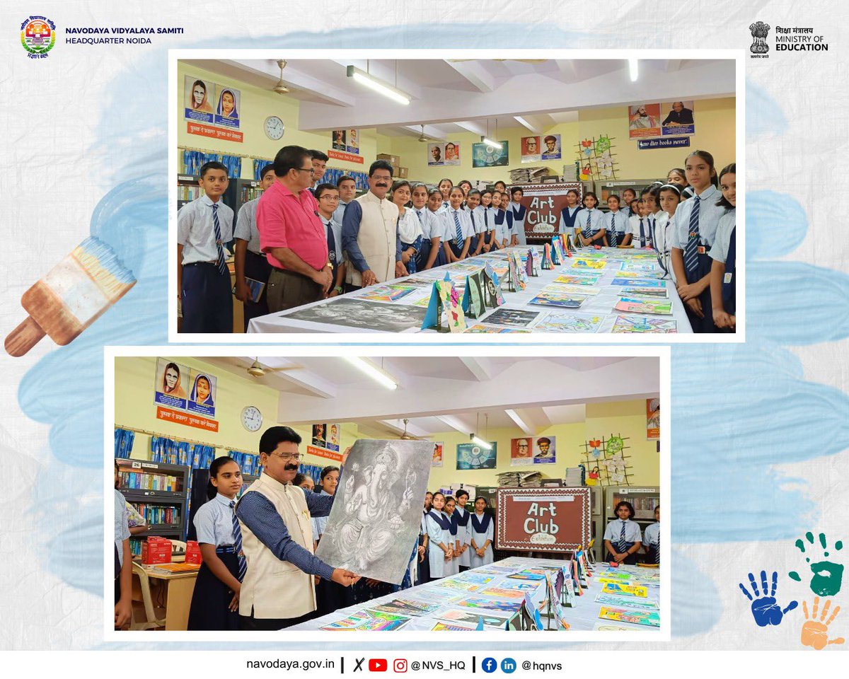 Creativity on display! 

PM Shri JNV Jalgaon students presented an inspiring Art Gallery under the Art Club—showcasing culture, imagination &amp; talent that fuel artistic confidence. 

#JNVActivity #NVS #JNV #ArtClub #Creativity