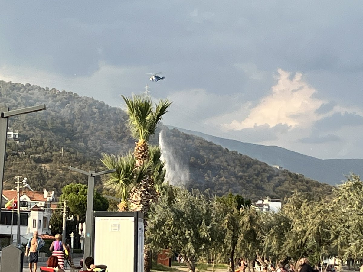 Edremit,Güre Mah.pazar yerinin hemen üstünde yine yangın.Bence bu yaz kaçıncı deneme.Hemen imar kenarı ve en güzel körfez manzaralı yer .Aynı anda altan ve üst kenardan bir kaç yerden birden aynı anda başladı.İyi ki rüzgar yok.Şimdi kontrol altına alındı.Halkımıza geçmiş olsun.