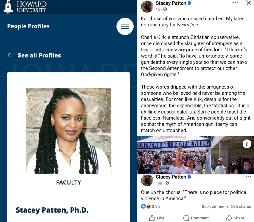 Hi <a href="/HowardU/">Howard University</a>, is this your professor mocking Charlie Kirk’s ass*ssination??