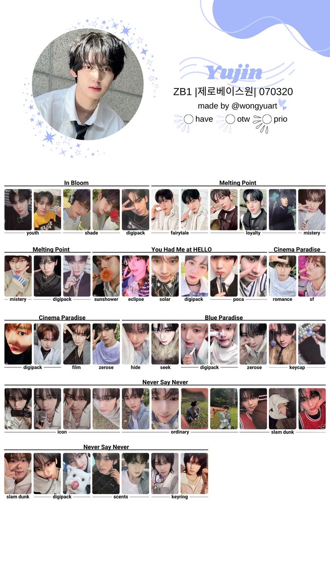 🧸[제로베이스원/ZEROBASEONE] NEVER SAY NEVER ALBUM PHOTOCARD