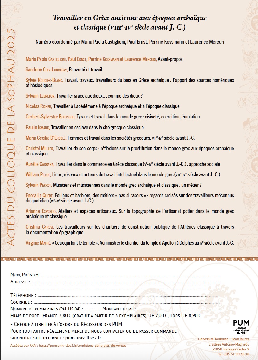 #Parution le 14 octobre des actes du congrès de la SoPHAU sur la nouvelle question d'histoire ancienne de l'Agrégation externe d'Histoire :