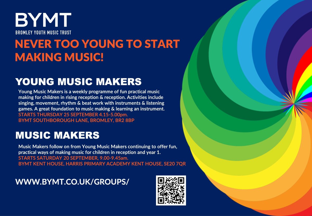 Never Too Young to Start Making Music! Music Makers is a fun session for children in rising reception, reception &amp; year 1. A great foundation to music making &amp; learning an instrument! Come along for a TASTER SESSION on 20 or 25th September buff.ly/Dx2kZKy