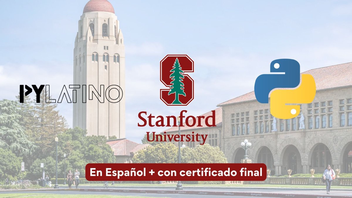 midudev's tweet image. ¡Curso de Python en Español con certificado gratuito!
Es oficial de la Universidad de Stanford y Pylatino
✓ Inscríbete hasta el 14 de septiembre
✓ Mentores que te ayudan en tu idioma
✓ 6 semanas de contenido
Te dejo la página en el primer comentario ↓
