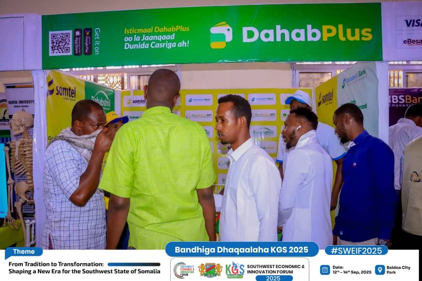 DahabPlusApp's tweet image. Waxaanu ku faraxsanahay ka-qaybgalka Bandhigga Sannadlaha ah ee Dhaqaalaha iyo Hal-abuurka oo si rasmi ah uga furmay magaalada Baydhabo, Koonfur Galbeed Soomaaliya.

Bandhigan oo qayb ka ahaa dabaaldegga Toddobaadka Nabadda ee KGS ayaa waxaa soo agaasintay Southwest Business…
