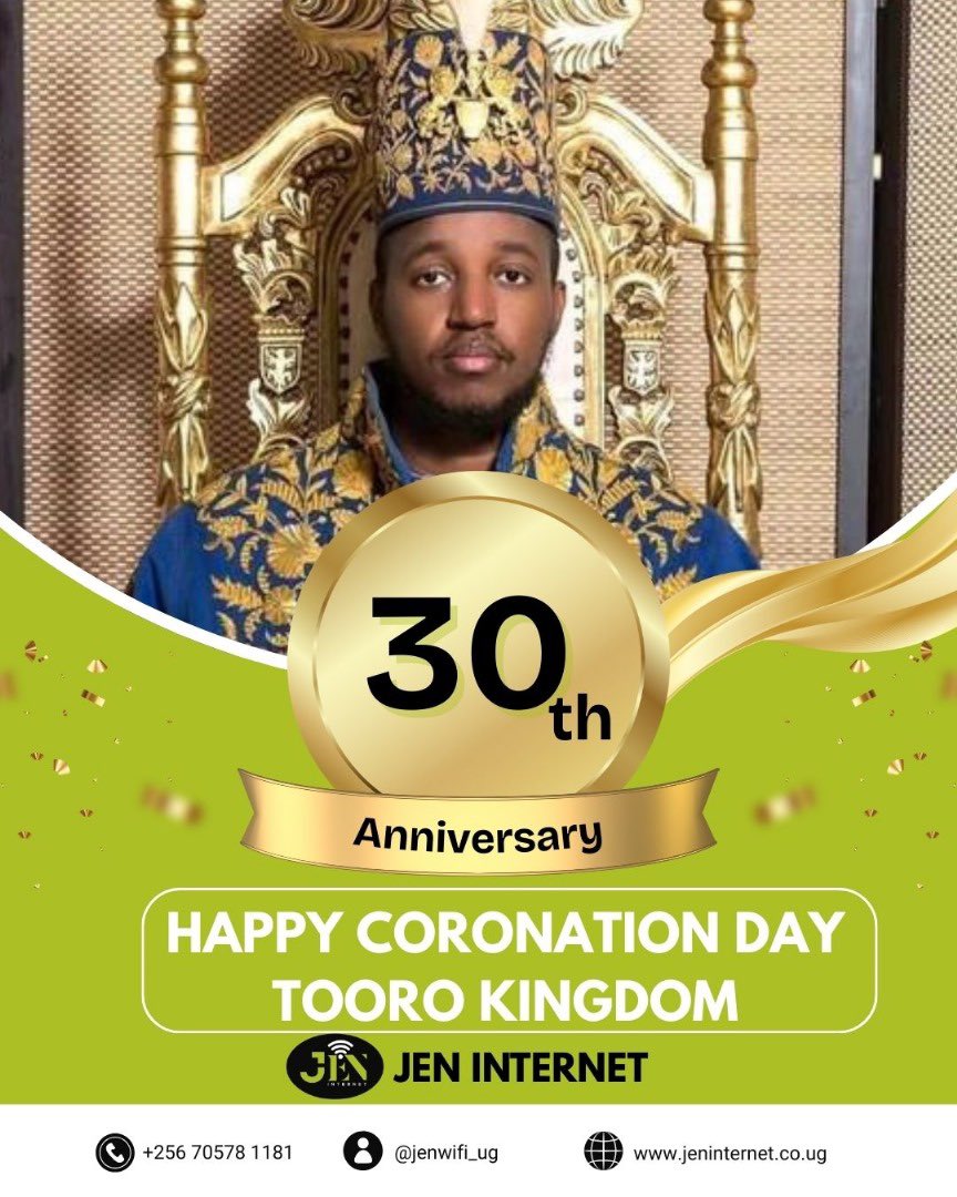 jenwifi_ug's tweet image. Jen Internet joins the people of Tooro in celebrating the 30th Coronation Anniversary of King Oyo Nyimba Kabamba Iguru Rukidi IV. Long live Tooro Kingdom.👑 #TooroAt30 #JenInternet
