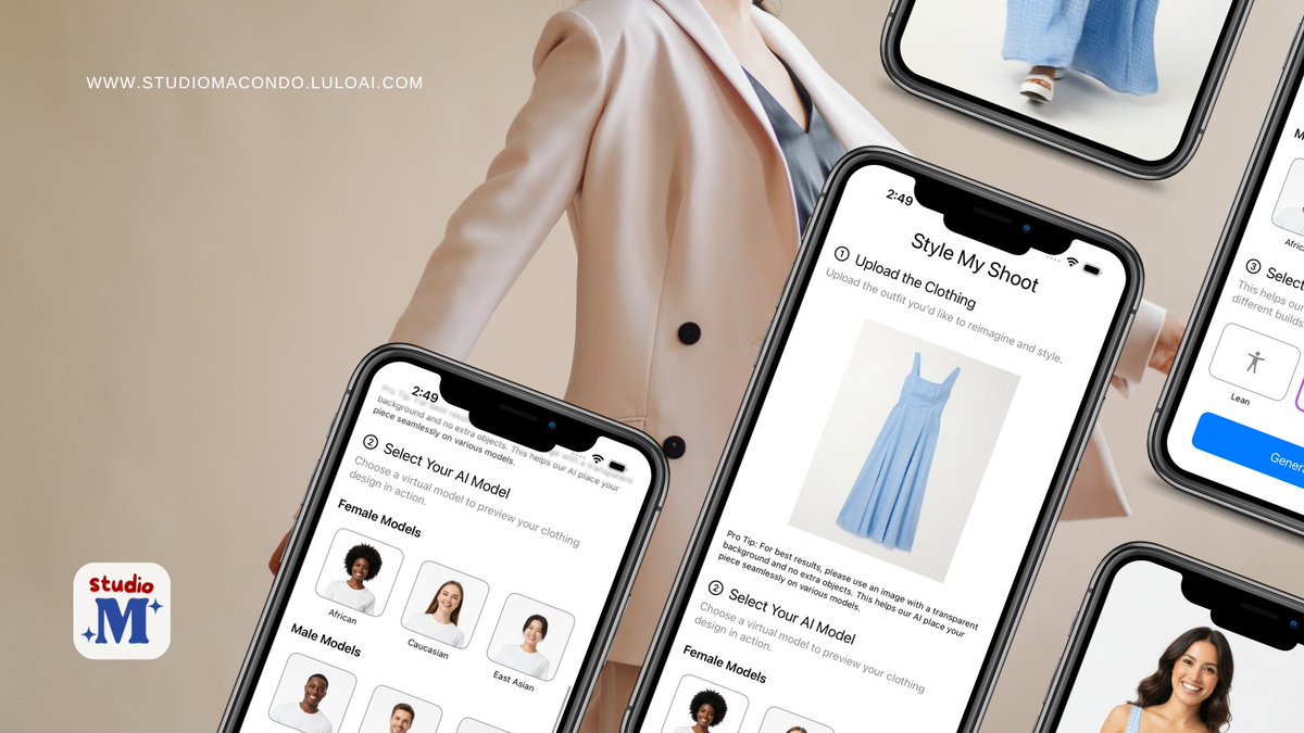 saradrada's tweet photo. If you design clothes, you need to see this:
Studio Macondo app shows your pieces on different models in seconds.

Photos + videos, no hassle.

Join the waitlist 👉 https://t.co/M2rZHmS1CI

#ios #fashion #NanoBanana #app #buildinpublic #Veo3 https://t.co/B5tCXe0Hhg
