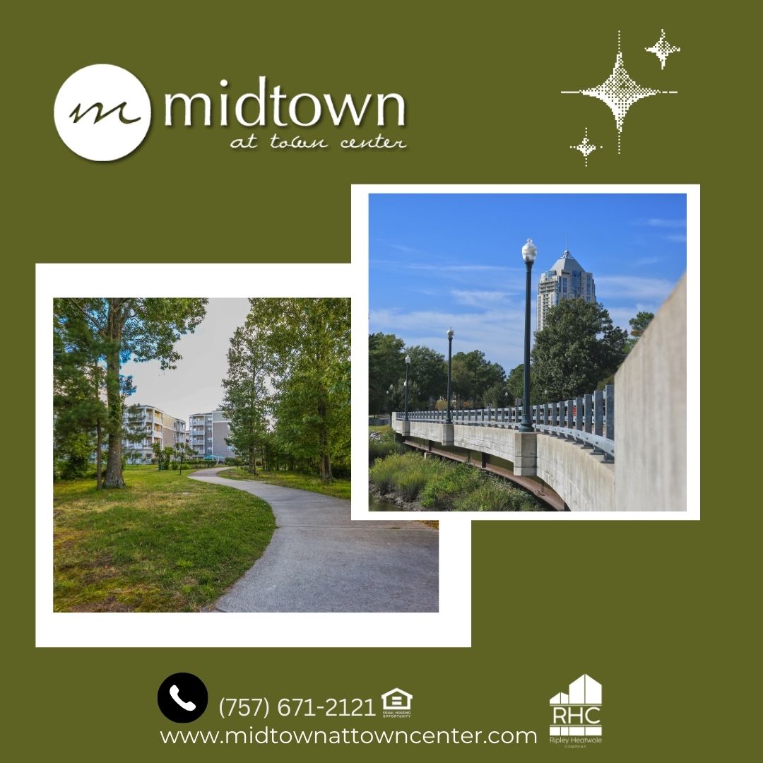 At Midtown at Town Center, you’ll find spacious floor plans, great amenities and real value right in the heart of Town Center. Whether you’re looking for comfort, convenience or community, we’ve got you covered.
(757) 671-2121 | midtownattowncenter.com