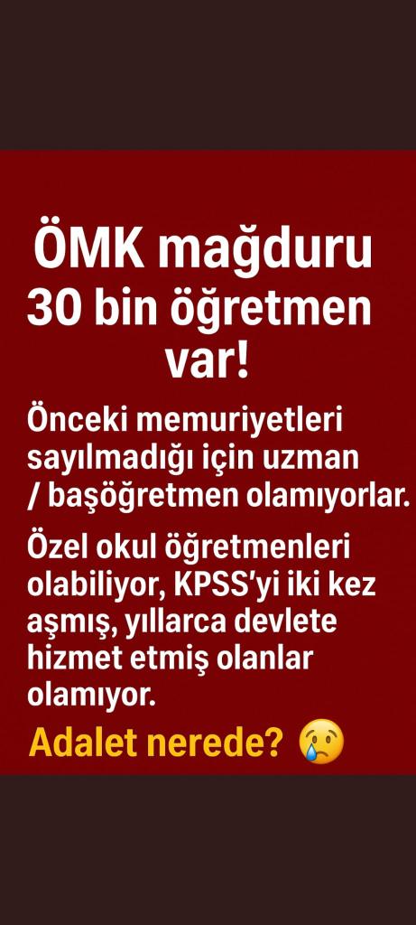 <a href="/HurEgitimSen/">Hürriyetçi Eğitim Sen Genel Merkezi</a> En azından seçim öncesi sürülen bir parmak balları birilerine hatırlattığınız için teşekkürler. Bu millet seçim dönemi hatırlanmaktan bıktı.zamanında gideremediğin adaletsizlikler sonra düzeltsen bile sana fayda sağlamayacaktır. Anlayın artık bunu.#kariyermagdurlari