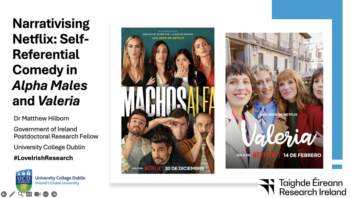 Thrilled to present at #ECREA2025 <a href="/Unibo/">Università di Bologna</a> on "Film &amp; Television’s Transformations in the Streaming Era".

I spoke on how Spanish Netflix comedies "Valeria" &amp; "Machos alfa" use self-reference to incorporate/manage critique.

Thanks to the organisers! #Netflix #LoveIrishResearch