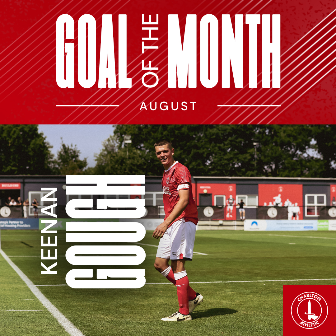 CAFCofficial's tweet photo. As voted by our CharltonTV panel 🗳️

Keenan Gough's strike against Fleetwood Town U21s has been voted as our August Goal of the Month ⚽️

#cafc | @CharltonAcademy | @ValleyGold
