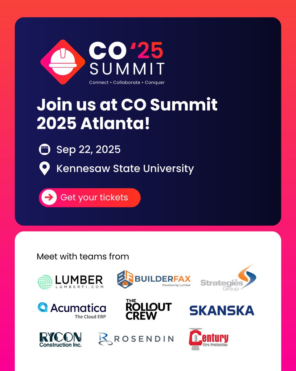 Join us at CO Summit ’25 Atlanta! Don’t miss your chance to explore career opportunities, and connect with some of the biggest names in the industry.

💬 We're giving away FREE admission ticket for all Lumber followers! Simply reply with “I would like to attend!”

#COSummit25